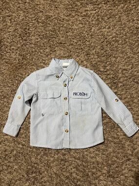 Prodoh Button Down Top 18 mo. Seersucker